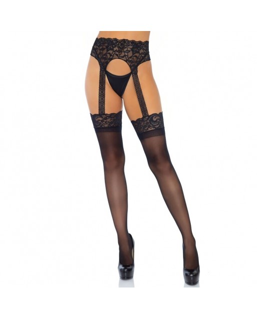 Collant sexy nero, con aperture - Leg Avenue