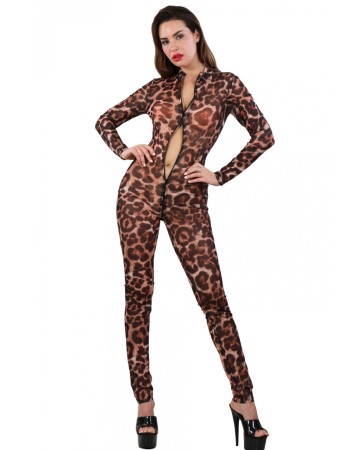  Catsuit a rete fine Leopardata - Soisbelle