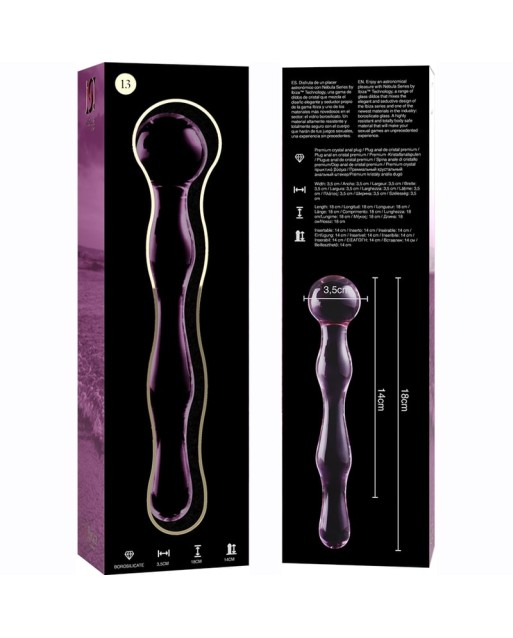 NEBULA SERIES BY IBIZA - MODELLO 13 DILDO IN VETRO BOROSILICATO ROSA 18 CM x 3.5 CM