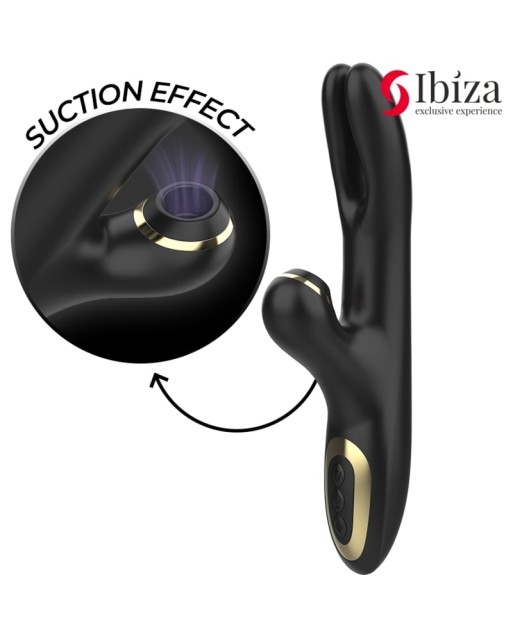 IBIZA - VIBRATORE DOPPIO CON SUCCHIA CLITORIDE NERO