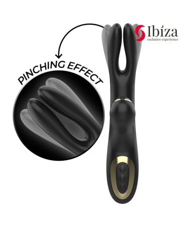 IBIZA - VIBRATORE DOPPIO CON SUCCHIA CLITORIDE NERO