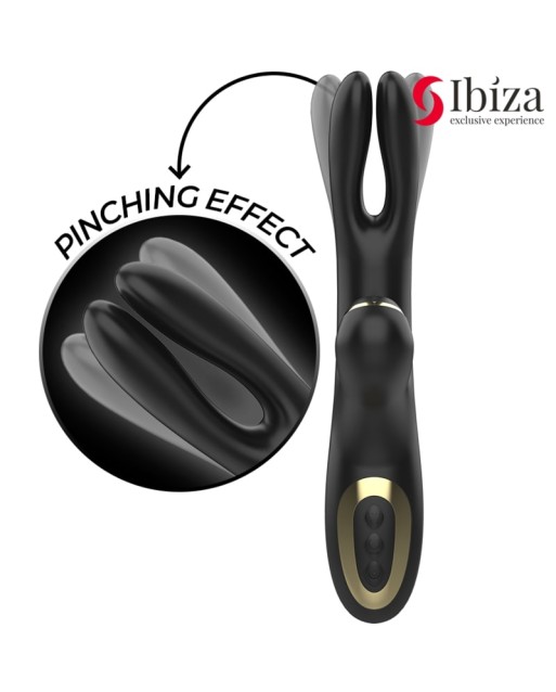 IBIZA - VIBRATORE DOPPIO CON SUCCHIA CLITORIDE NERO