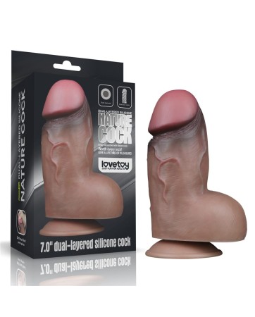 7" Dual-Layered Silicone Nature Cock Brown