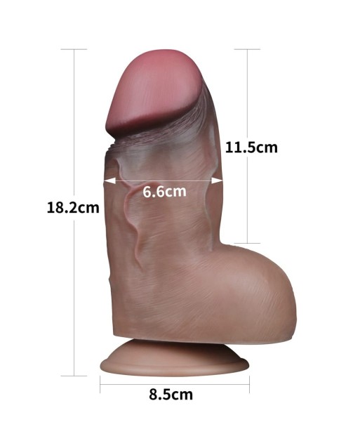 7" Dual-Layered Silicone Nature Cock Brown